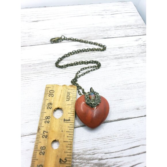 Red jasper heart and opal crystal necklace handmade - Picture 12 of 12